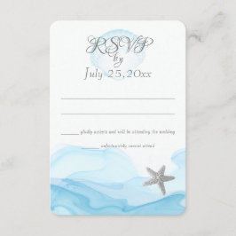 Blue Ocean Starfish Tropical Beach Wedding Kaart