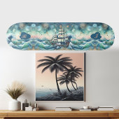 Blue Ocean Storm Ship Initialen Monogram grillig Persoonlijk Skateboard