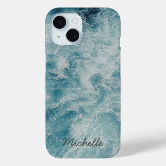 Blue Ocean Summer Beach Waves Gepersonaliseerde na Case-Mate iPhone Case (Achterkant)