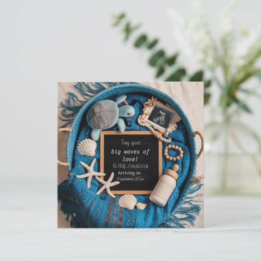 Blue Ocean-thema zwangerschapsaankondiging Kaart (Staand voorkant)