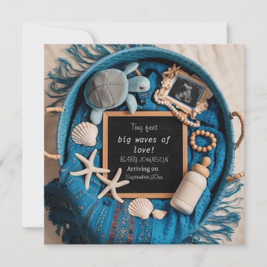 Blue Ocean-thema zwangerschapsaankondiging Kaart (Voorkant)