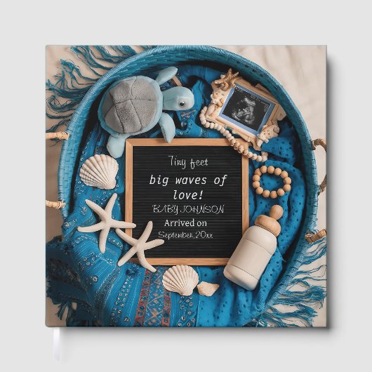 Blue Ocean-Theme Baby fotoboek aandenken Gastenboek (Voorkant)
