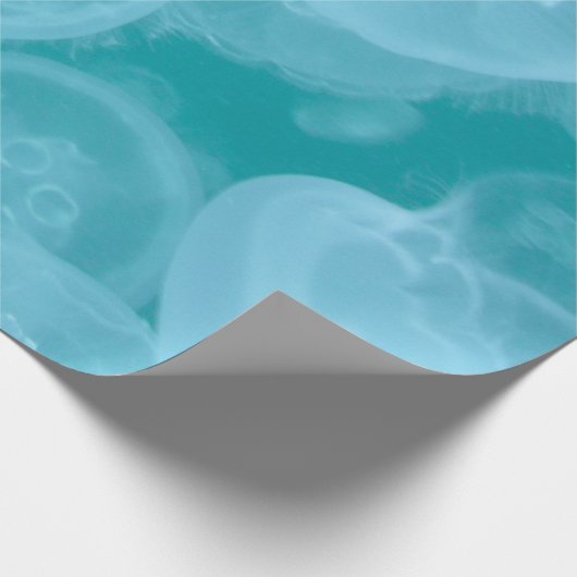 Blue ocean transparent jellyfish wrapping paper cadeaupapier (Hoek)