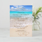 Blue Ocean Tropical Beach Destination Wedding Kaart (Staand voorkant)