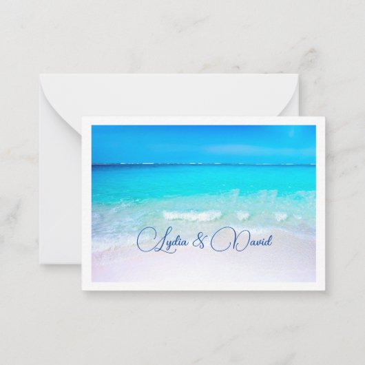 Blue Ocean Tropical Destination Wedding RSVP Notitiekaartje (Achterkant)