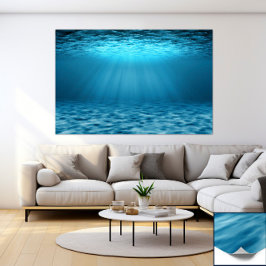 Blue Ocean Underwater Scene with Sunlight Rays Poster