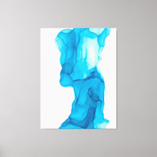 Blue Ocean Water Abstract 4322 Modern Alcohol Ink Canvas Afdruk