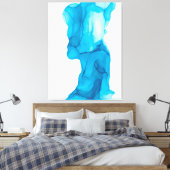 Blue Ocean Water Abstract 4322 Modern Alcohol Ink Canvas Afdruk (Insitu (Slaapkamer))