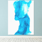 Blue Ocean Water Abstract 4322 Modern Alcohol Ink Canvas Afdruk (Insitu (Houten vloer))