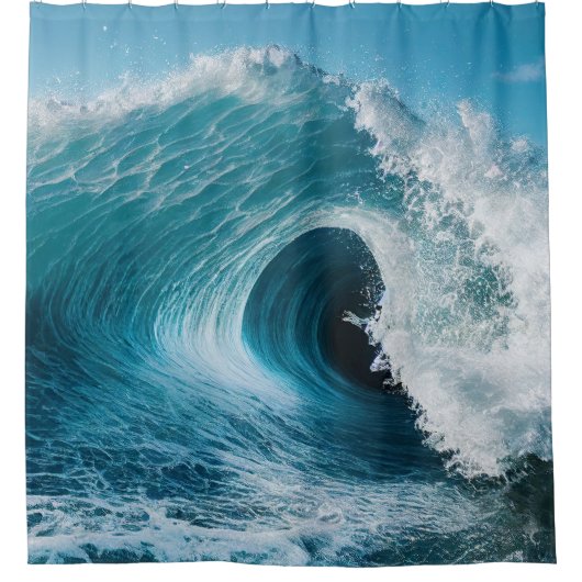 Blue Ocean Water Big Wave Surf Surfen Strand Douchegordijn (Voorkant)