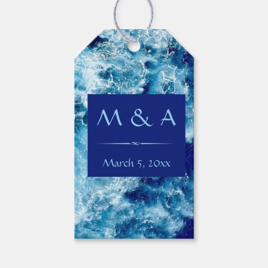 Blue Ocean Water Wedding Bedankt Cadeau Label Cadeaulabel (Voorkant)