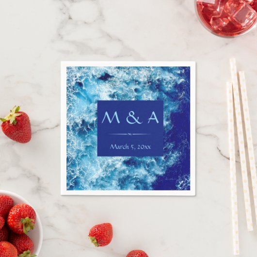 Blue Ocean Water Wedding Cocktail servet (Insitu)