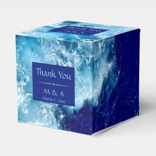 Blue Ocean Water Wedding Favoriete Box Bedankdoosjes (Voorkant Zijde)