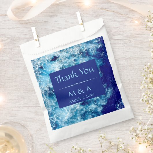 Blue Ocean Water Wedding Favoriete Tassen Bedankzakje (Geknipt)