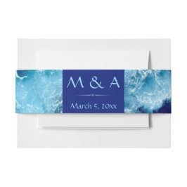 Blue Ocean Water Wedding Invitation Belly Band Uitnodigingen Wikkel