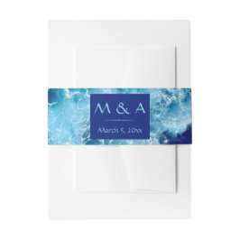 Blue Ocean Water Wedding Invitation Belly Band Uitnodigingen Wikkel