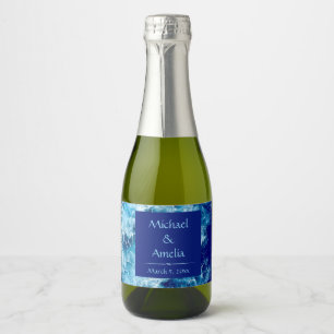Blue Ocean Water Wedding Mini Mousserende Wijn Lab Sparkling Wijnetiket