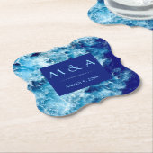 Blue Ocean Water Wedding Paper Onderzetter (Gekanteld)