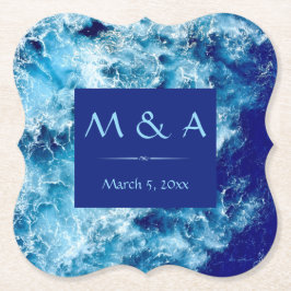 Blue Ocean Water Wedding Paper Onderzetter