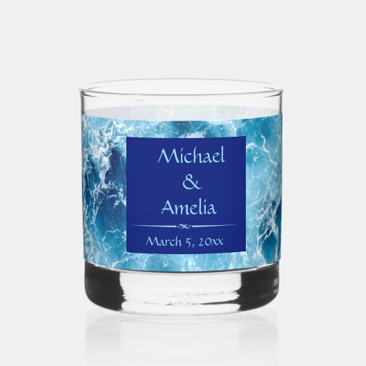 Blue Ocean Water Wedding Rocks Glass Whisky Glas (Voorkant)