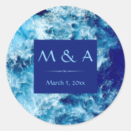 Blue Ocean Water Wedding Ronde Stickers