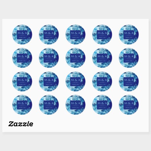 Blue Ocean Water Wedding Ronde Stickers (Vel)