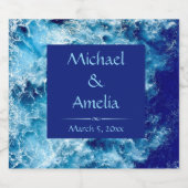 Blue Ocean Water Wedding Sparkling Wine Label Sparkling Wijnetiket (Enkel label)