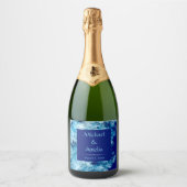 Blue Ocean Water Wedding Sparkling Wine Label Wijnetiket (Voorkant)