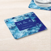 Blue Ocean Water Wedding Square Paper Onderzetter (Schuin)