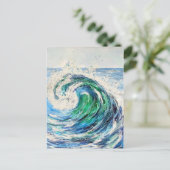 Blue Ocean Wave Briefkaart (Staand voorkant)