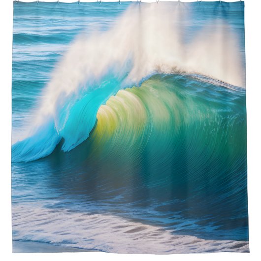 Blue Ocean Wave douchegordijn (Voorkant)