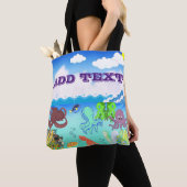 Blue Ocean Wave Octopus koraaltuin Tote Bag (Dichtbij)
