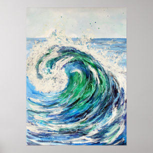 Blue Ocean Wave Poster