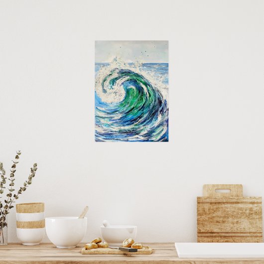 Blue Ocean Wave Poster (Keuken)