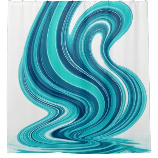 Blue Ocean Wave Shower Curtain – Modern Bathroom  Douchegordijn (Voorkant)
