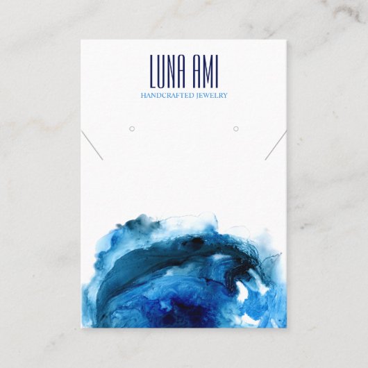 Blue Ocean Wave Sieraden Ketting Oorbel Display Visitekaartje (Voorkant)