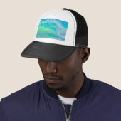 Blue Ocean Wave Surf Trucker Hoed Pet (In situ)