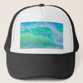 Blue Ocean Wave Surf Trucker Hoed Trucker Pet (Voorkant)