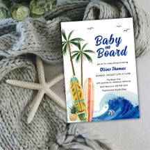 Blue Ocean Wave Surfboard Baby shower