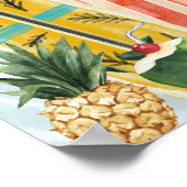 Blue Ocean Wave Surfboard Baby shower Welkom Poster (Hoek)