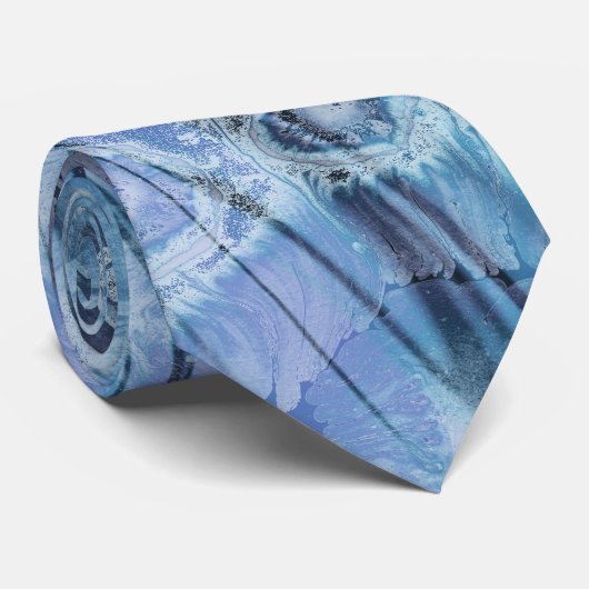 Blue ocean wave textures stropdas (Opgerold)