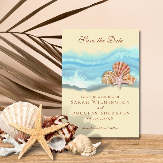 Blue Ocean Wave Wedding Save the Date Kaart
