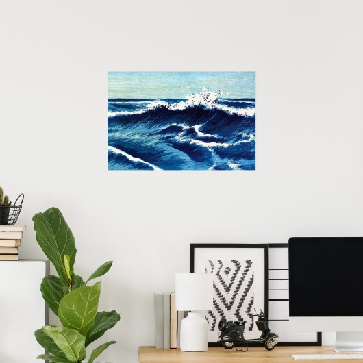 Blue Ocean Waves Art Poster (Thuiskantoor)
