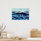 Blue Ocean Waves Art Poster (Keuken)