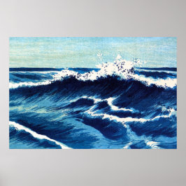 Blue Ocean Waves Art Poster