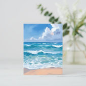 Blue Ocean Waves | Beach Sea Watercolor  Briefkaart (Staand voorkant)