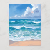 Blue Ocean Waves | Beach Sea Watercolor  Briefkaart (Voorkant)