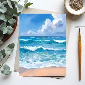 Blue Ocean Waves | Beach Sea Watercolor  Briefkaart