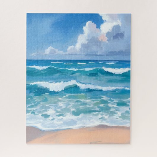Blue Ocean Waves | Beach Sea Watercolor  Legpuzzel (Verticaal)