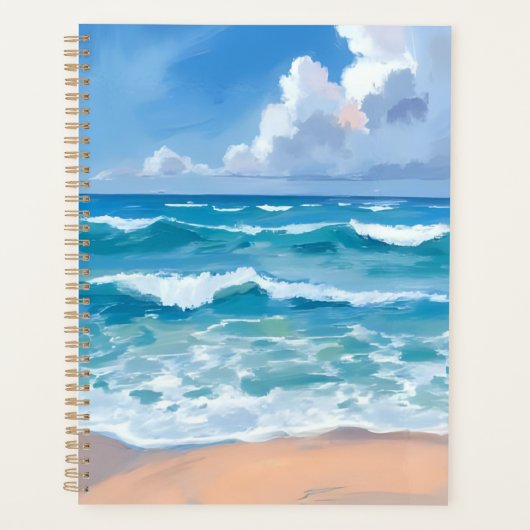 Blue Ocean Waves | Beach Sea Watercolor Planner (Voorkant)